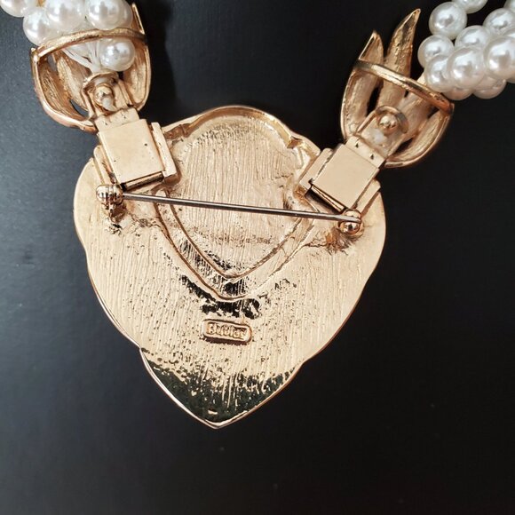 Butler FAC Mother of Pearl Faux Pearl and Crystal Earring, Necklace, Brooch Set - Picture 10 of 10